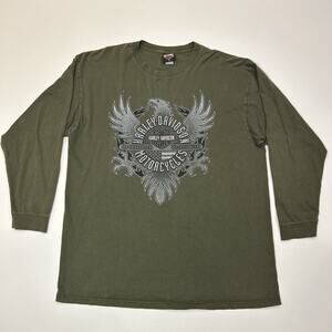 Harley Davidson Shirt Mens Size 2XL XXL Green Redwood Eureka California Biker T
